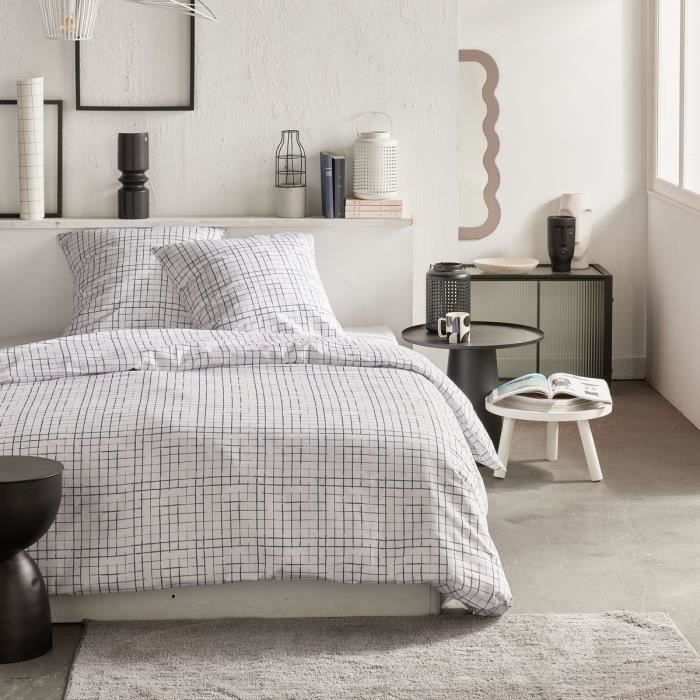 Bedding set - TODAY Crazy - Check print - 2 people - 220 x 240 cm - White