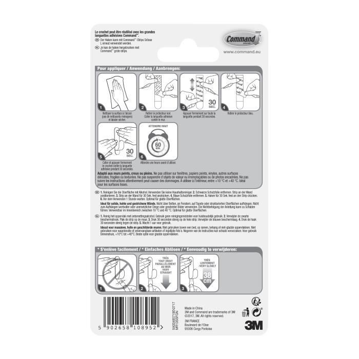 3M Crochet Métal Courbé - Grand modele