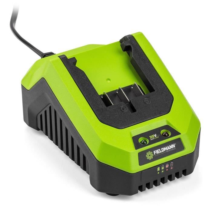 Caricabatterie - FIELDMANN - Per batteria da 20 V - Carica 2 Ah in 60 min - Compatibile con 2 Ah, 4 Ah