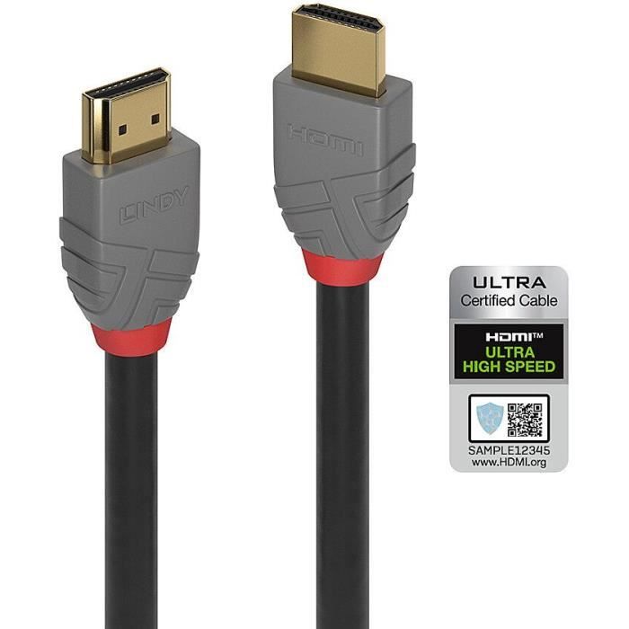 LINDY - 36953 - Câble HDMI Ultra High Speed, Anthra Line, 2m