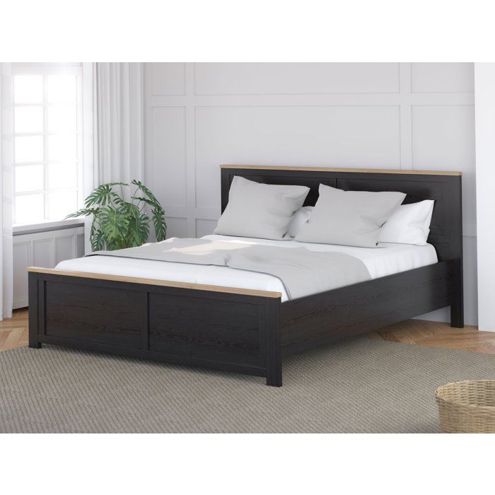 Image secondaire de Lit King Size BOHOL en Chêne et Noir - 180 x 200 cm