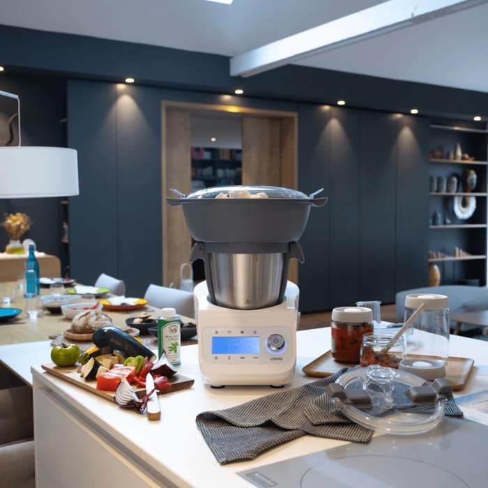 LIVOO DOP219W - Robot multifunzione Super Cooker - 12 velocità - da 125 a 5000 giri/min - Ciotola in acciaio inox 3,5L - 1000W - Bianco