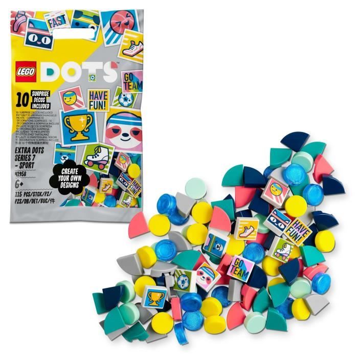 LEGO 41958 DOTS Tuiles de Décoration DOTS - Série 7, Sac, Combinaisons Illimités pour Bracelets, Chambre ou Sac, Idée Cadeau
