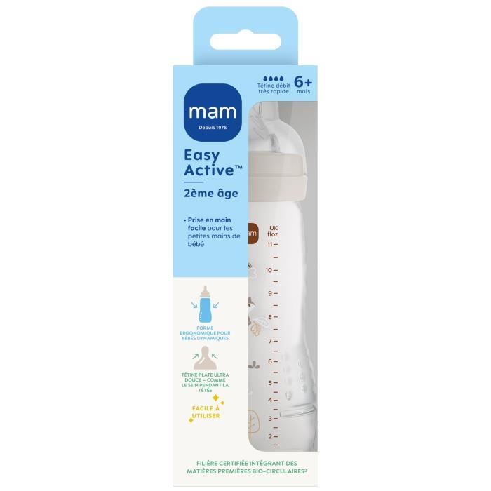Image secondaire de Biberon - MAM BABY - Easy Active - +6 mois - 330 ml - Tétine débit X - Sable