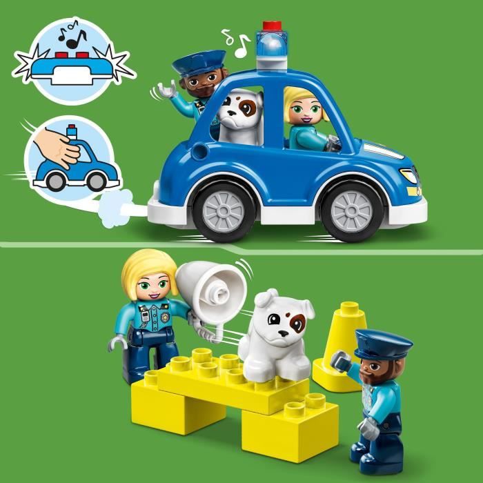 LEGO 10959 DUPLO Le Commissariat Et L'Hélicoptere De La Police, Voiture Avec Gyrophare et Sirene, Jouet d'Éveil Des 2 Ans