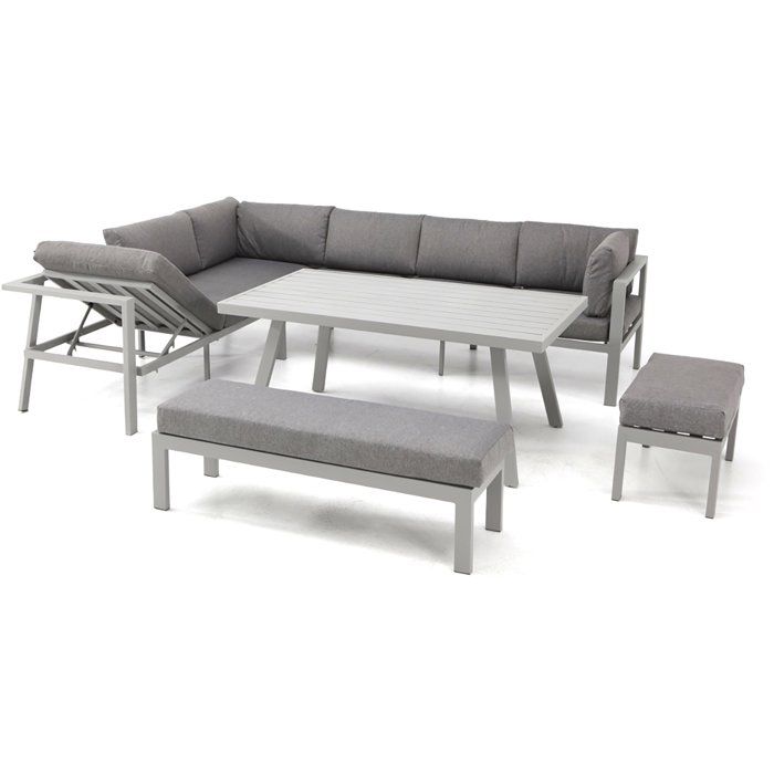 Ensemble de Jardin Antalya 9 Places en Aluminium - Gris Élégant