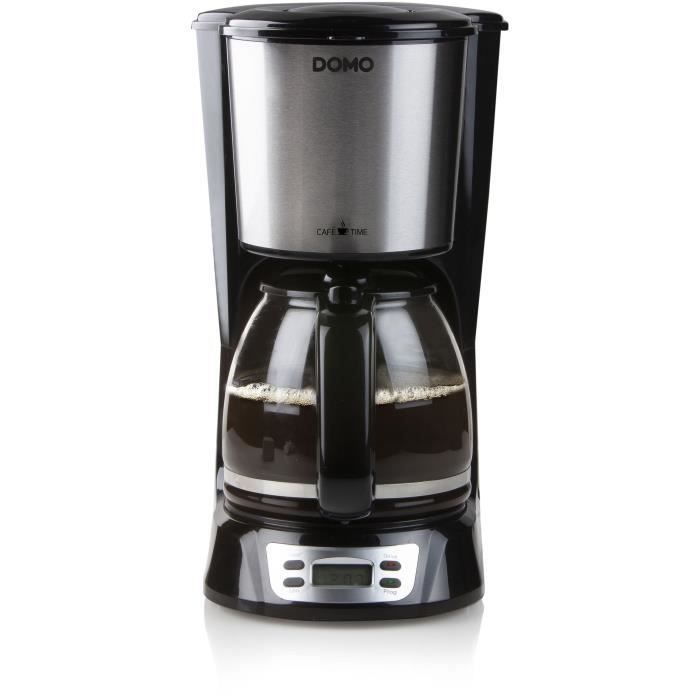 Caffettiera con filtro - DOMO - DO708K - 1000 W - 1,5 L - 12 tazze - Schermo LCD - Timer 24 ore - Nero e acciaio inossidabile