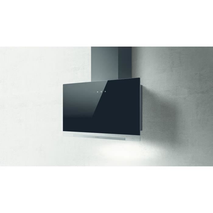Hotte - ELICA - Aplomb - BL/A/60 - 58,8 x 65,5-99 x 25 cm - Verre noir / Gris anthracite