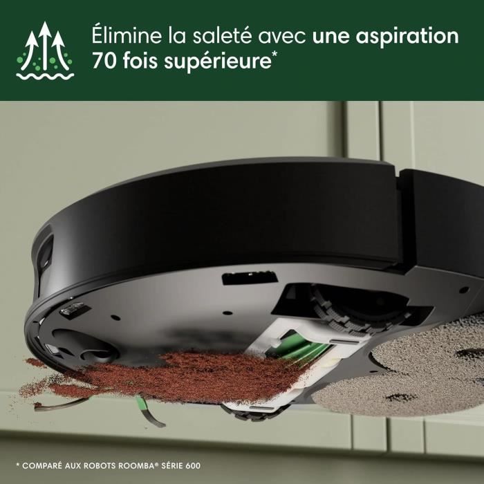 Image secondaire de iRobot Roomba Plus 505 Noir - Base Multifonction - Lavage et séchage a l'air Chaud des lingettes - PrecisionVision IA