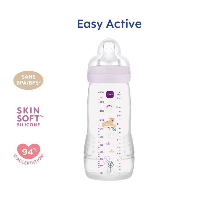Image secondaire de Biberon - MAM BABY - Easy Active - +6 mois - 330 ml - Tétine débit X - Lilas