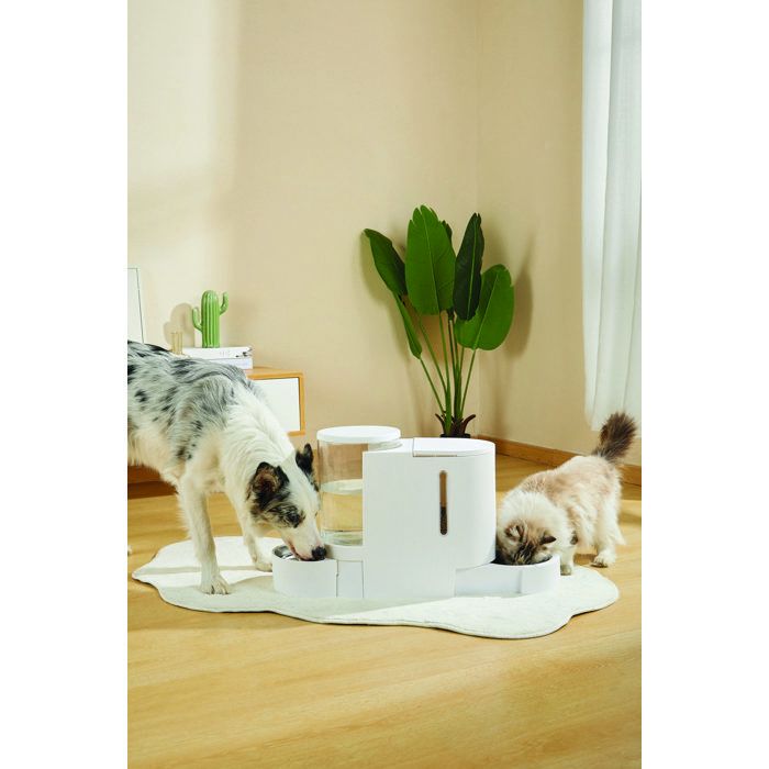 Image secondaire de Distributeur Croquettes & Eau - M PETS - DUPLO - 1.3 kg / 3 L - 40 x 16.2 x 29.1 cm - Blanc