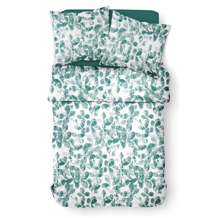 Parure de lit Crazy 2.15 - 2 personnes - 220 x 240 cm - Polyester - Vert Motif Floral - TODAY