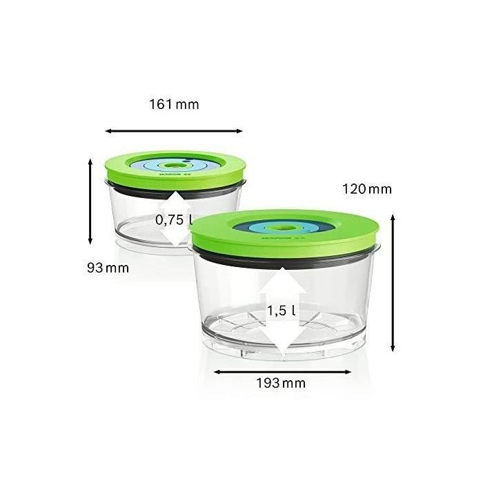 BOSCH - Blender sous vide 2-en-1 VitaMaxx - 2 boite de conservation sous vide 1,5 l et 0,75 l - indicateur de date