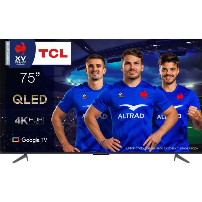 TCL LED 75QLED770 - 189 cm (75) - 4K QLED Dolby vision Dolby Atmos - Google TV HDMI 2.1 - pied ajustable