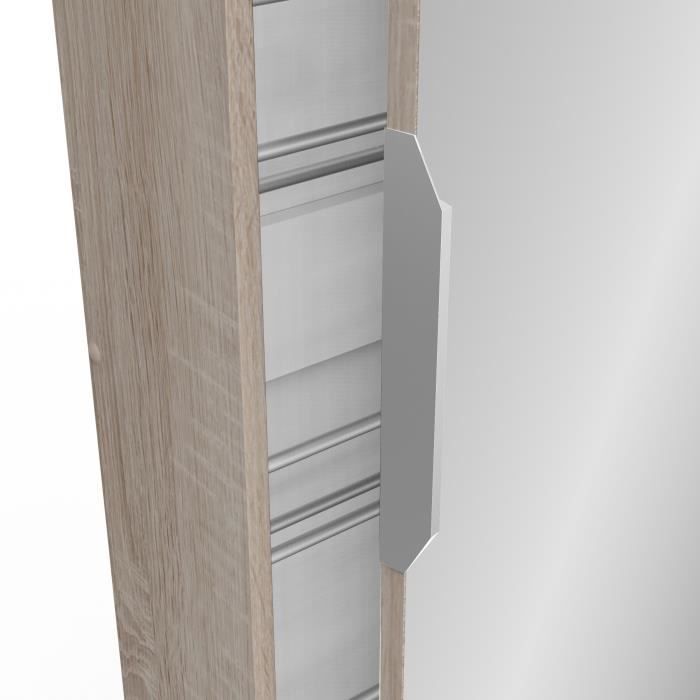 Image secondaire de Armoire à chaussures avec miroir - 12 paires - Chêne brossé