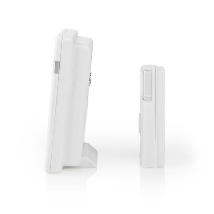 NEDIS Kit de sonnette sans fil - Alimentation par pile - 36 mélodies - Blanc et aluminium