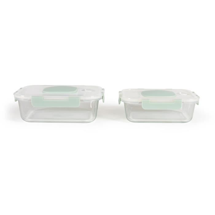Image secondaire de Set de 2 boîtes sous vide - LIVOO - MEN404V - 1,04 L et 1,5 L - Verre borosciliate - Couvercle en plastique - Emboîtables