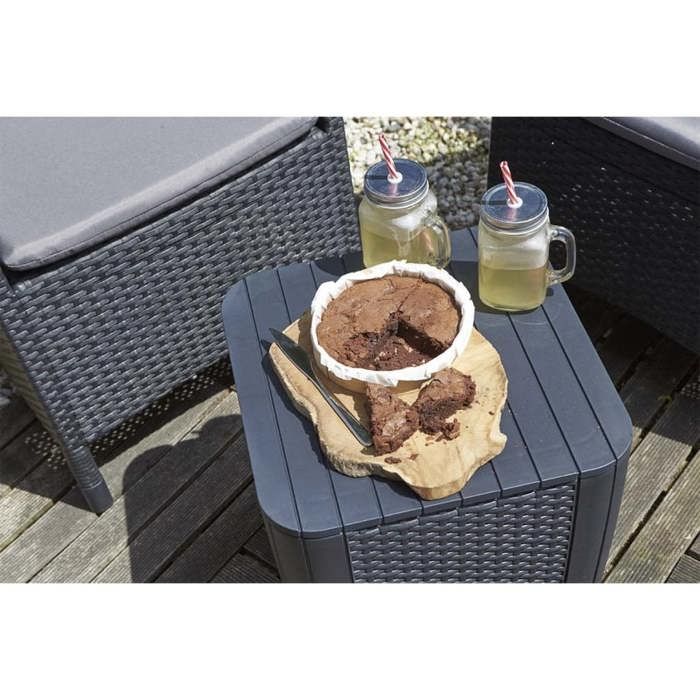 Allibert by KETER - Luzon - table d'appoint - résine aspect rotin tressé - gris graphite
