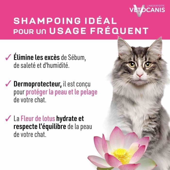 Champú para gatos de uso regular VETOCANIS 200 ml fórmula suave sin irritantes para limpieza y cuidado del pelaje en mascotas domésticas