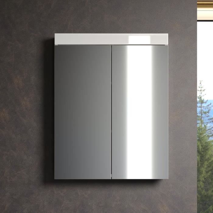 Bathroom Cabinet with Mirror 2 Doors 60 x 17 x 77 cm White