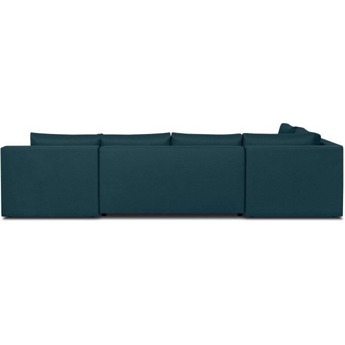 Canapé d'angle panoramique convertible -7 places - INDIAN - Tissu 100% polyester - Bleu canard - 360 x 228 cm