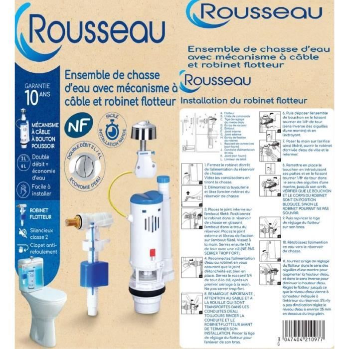 Image secondaire de Kit mécanisme WC - ROUSSEAU - 3/6L - Robuste et complet - Certifié NF - Silencieux et fiable