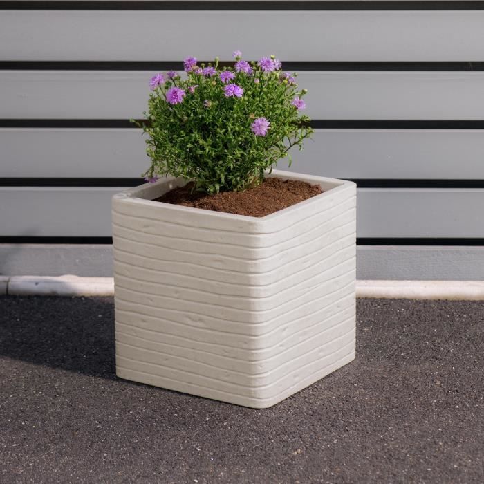 Image secondaire de Pot de fleur - STRATA - Carré - Banbury - Ø 30.5cm x 30cm H - Couleur pierre