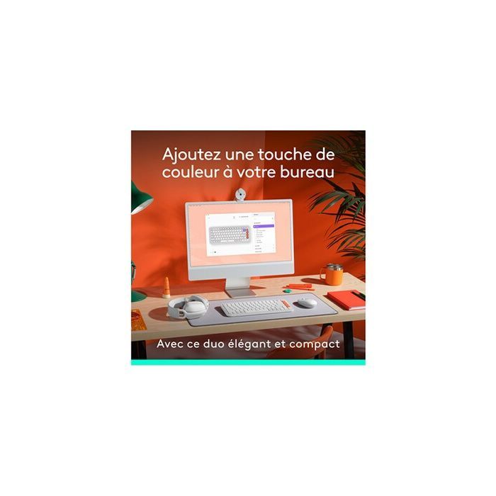 Image secondaire de Ensemble Clavier Souris - Sans fil - Logitech - Pop Icon - AZERTY - Blanc