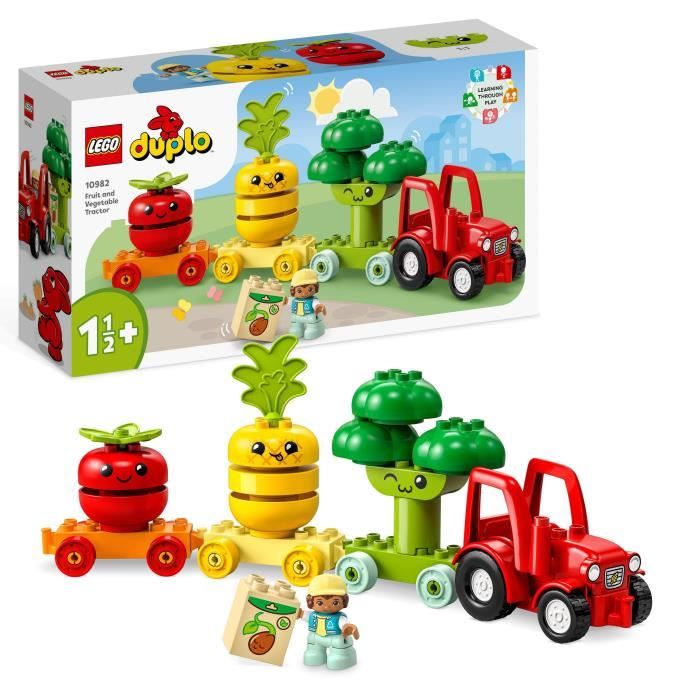 LEGO DUPLO My First 10982 Le Tracteur des Fruits et Légumes, Jouet a Empiler et a Trier
