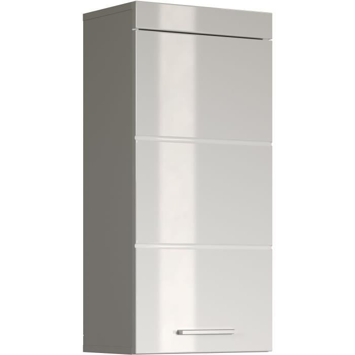 AMANDA high bathroom storage unit - 1 door - White - L 37 x D 23 x H 77 cm