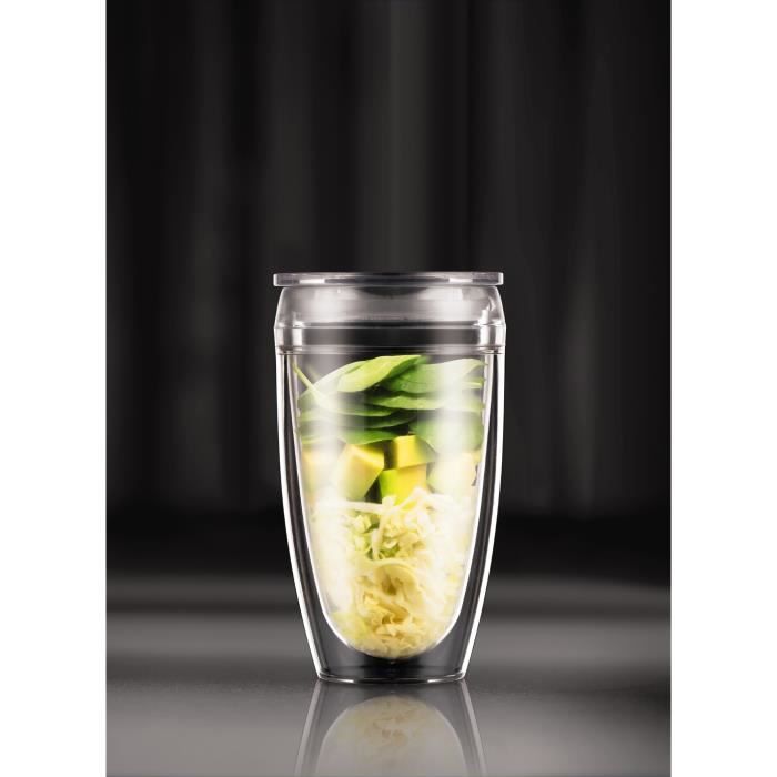 Image secondaire de Set 2 gobelets BODUM - Pavina To Go - Double paroi plastique - Couvercle hermétique - 40 cl - Transparent