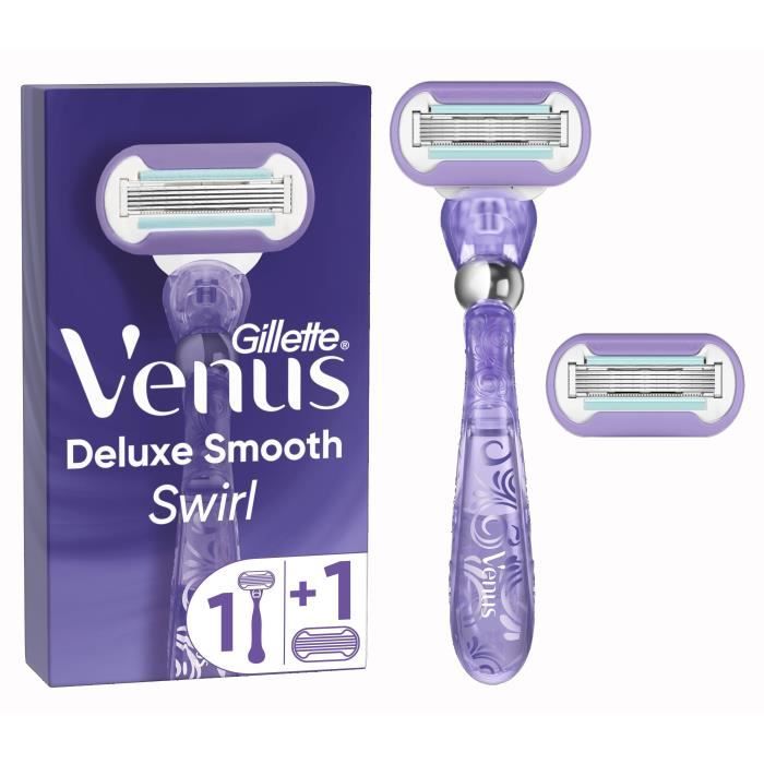 Gillette Venus  - 1 Rasoir  + 2 lames Deluxe Smooth Swirl Violet