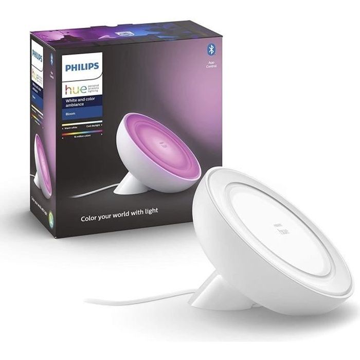 Philips Hue White & Color Ambiance, Bloom Lamp, 4th Generation - White, Bluetooth, lavora con Alexa, Google, HomeKit