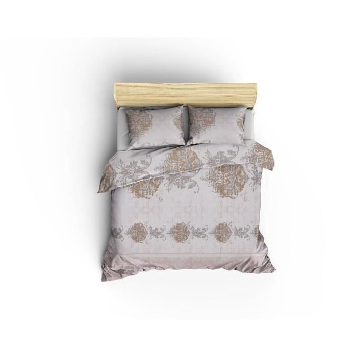 Image secondaire de Parure de lit - 1 housse de couette 220 x 240 cm + 2 taies d'oreiller 60 x 60 cm - 100% coton renforcé - Brun