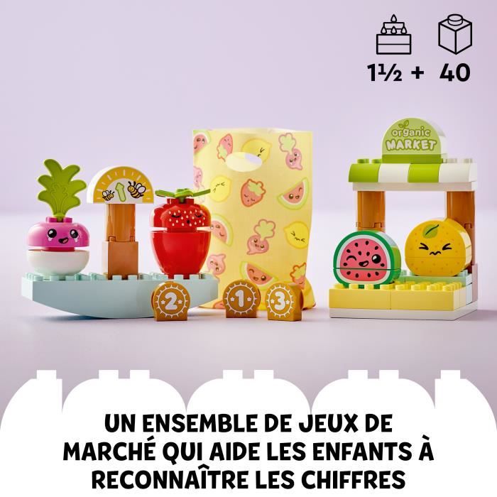 LEGO DUPLO My First 10983 Le Marché Bio, Jouets Éducatifs a Empiler, Enfants Des 18 Mois a 3 Ans