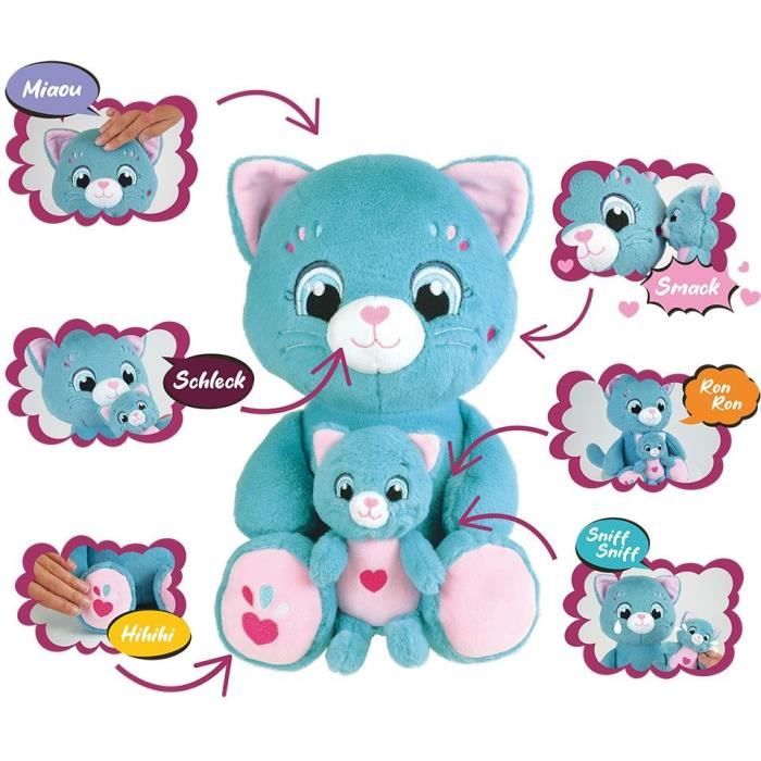 Image secondaire de Peluche douce - JEMINI - TOONIES - Maman Chat intéractive et son bébé - +/- 26 cm - 6 fonctions