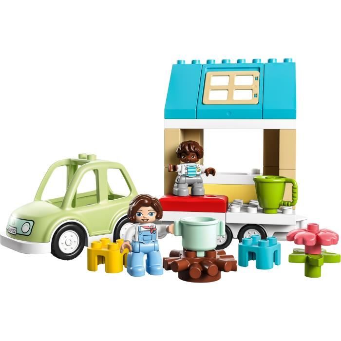 LEGO DUPLO Ma Ville 10986 La Maison Familiale sur Roues, Jouet Éducatif, avec Voiture, Briques