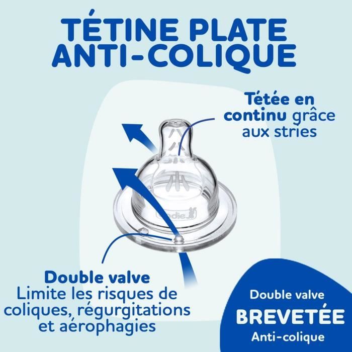 Lot de 3 Biberons DODIE Anti-Colique Sensation+ - Verre - 270ml - 0-6 Mois - Tétine plate - Débit 2