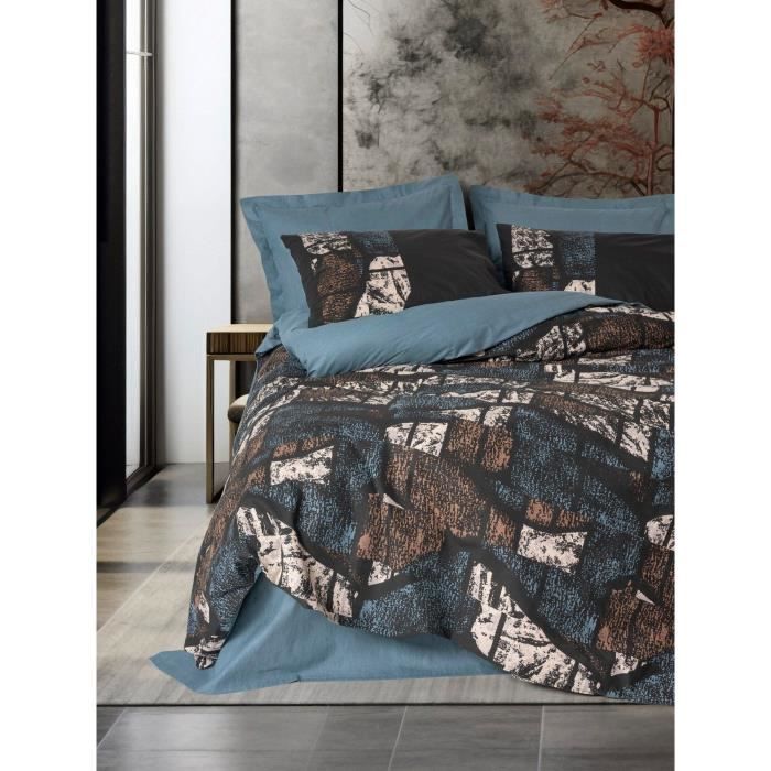 Parure de lit - 1 housse de couette 220 x 240 cm + 2 taies d'oreiller 60 x 60 cm - 100% coton renforcé - Vert