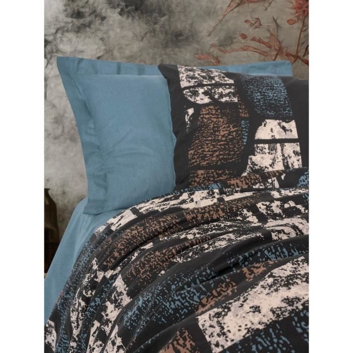 Image secondaire de Parure de lit - 1 housse de couette 220 x 240 cm + 2 taies d'oreiller 60 x 60 cm - 100% coton renforcé - Vert