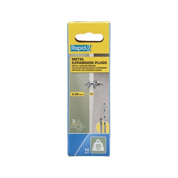 Blister da 10 pezzi. tasselli ad espansione metallici ø8x46 viti m4x58 5001548 rapidi