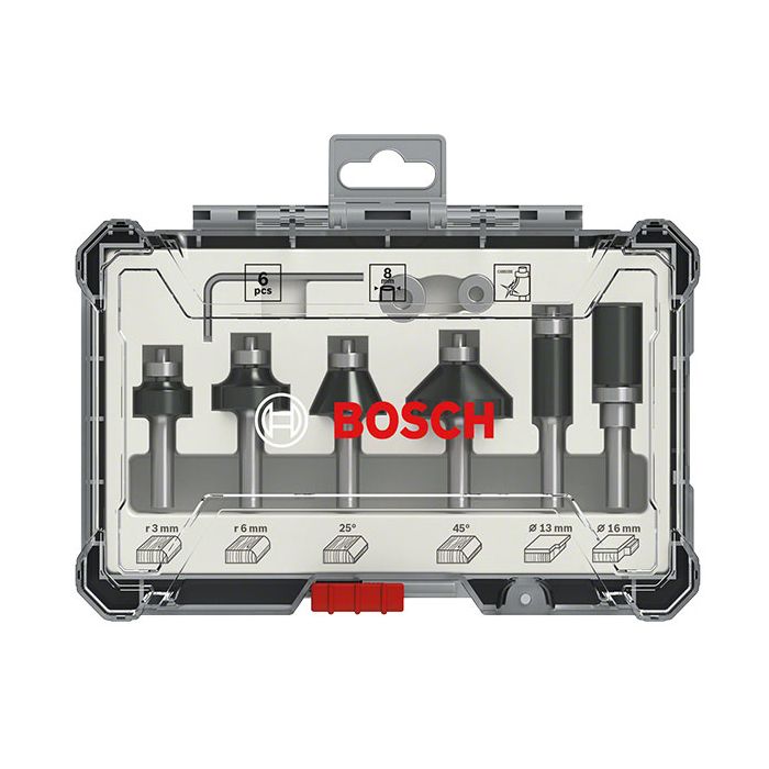 Image secondaire de Coffret de 6 fraises à araser/chanfreiner/arrondir à queue de 6 mm BOSCH - 2607017468