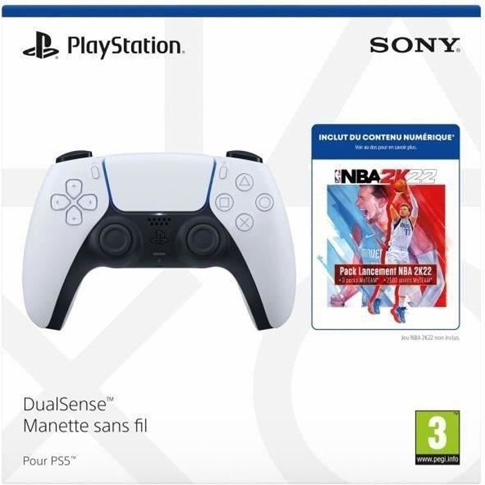 Manette PS5 DualSense Blanche/White + Pack de lancement NBA 2K22 - PlayStation Officiel