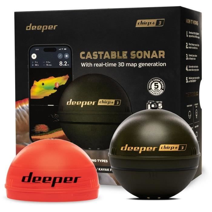 Image secondaire de Sondeur de peche sans fil avec GPS et création carto 3D - DEEPER - CHIRP+3D - Noir