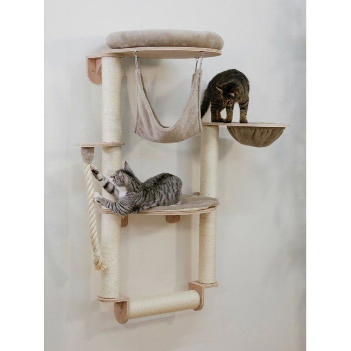 Árbol para gatos de pared 138 cm de alto color taupe material Dolomit Grappa Pro