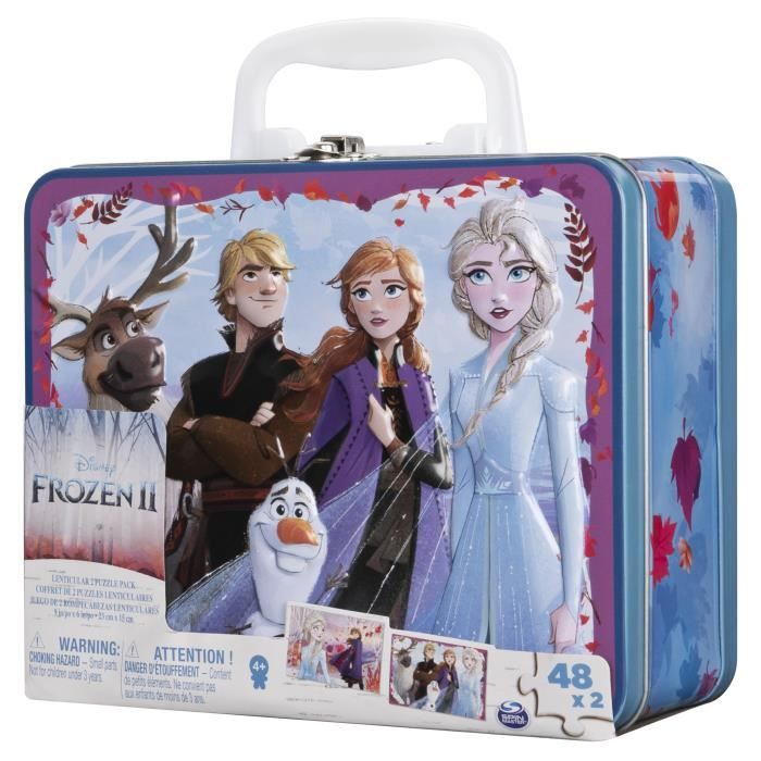 LA REINE DES NEIGES 2 - Grande Valisette Métal 2 puzzles lenticulaires