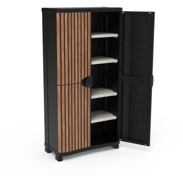 Image secondaire de Armoire Space-Saver 90 cm avec 4 étagères - Noir et Bois
