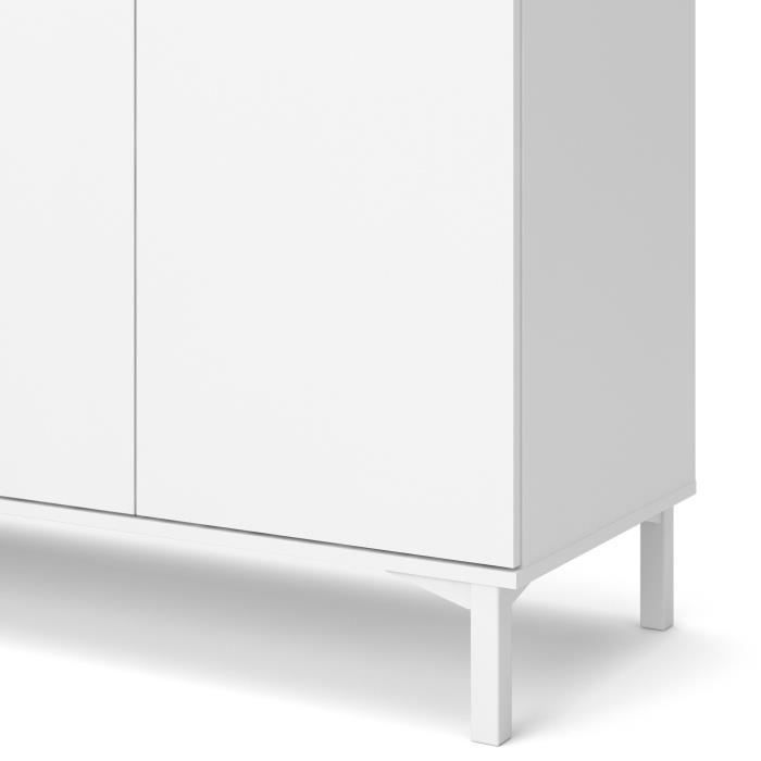 Enfilade - Blanc mat et décor chêne - Style contemporain - 3 portes - VIBORG - L 175,7 x P 48,3 x H 89,8 cm