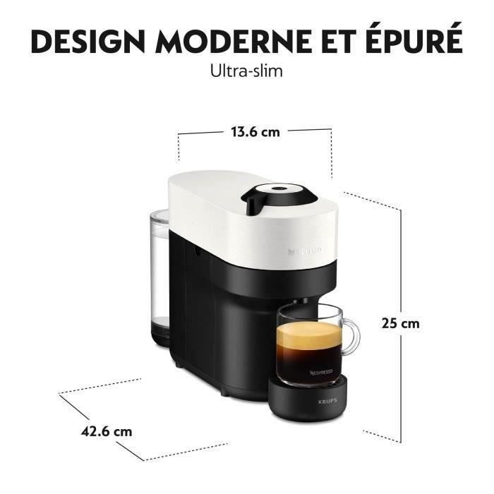 KRUPS NESPRESSO YY4889FD Vertuo Pop Blanche Machine a café capsules, Cafetiere compacte, 4 tailles de tasses, Expresso, Bluetooth