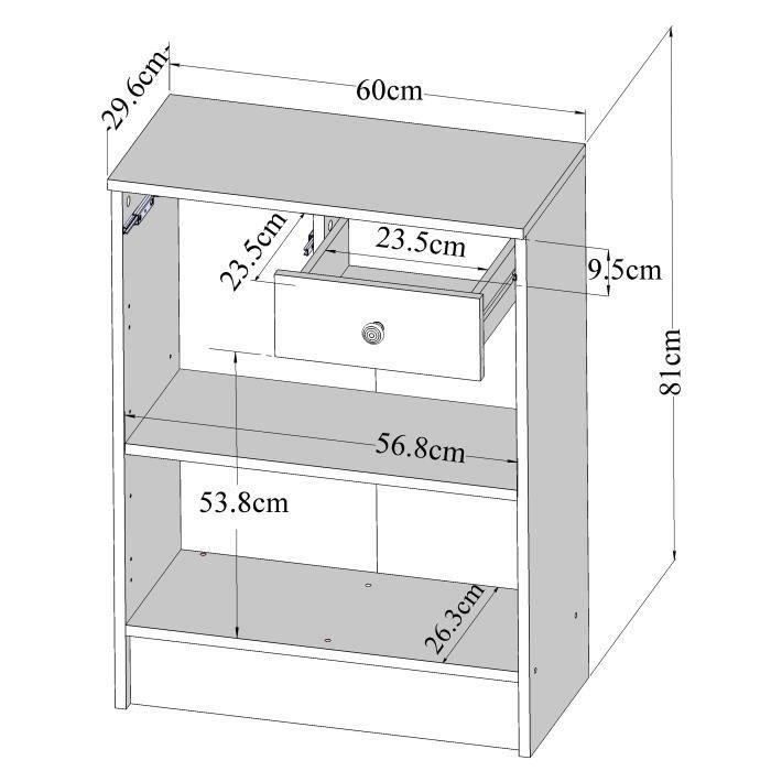 GALET Meuble de salle de bain - Blanc - 2 portes + 2 tiroirs - L 60 x P 30 x H 81,5 cm - SYMBIOSIS